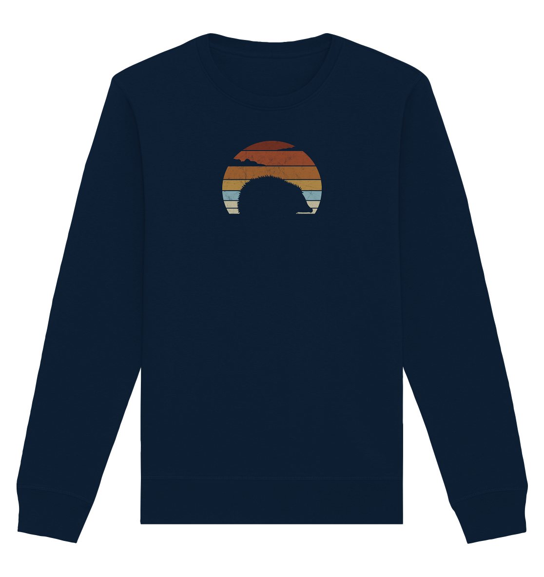 Retro Igel Silhouette im Sonnenuntergang - Organic Basic Unisex Sweatshirt