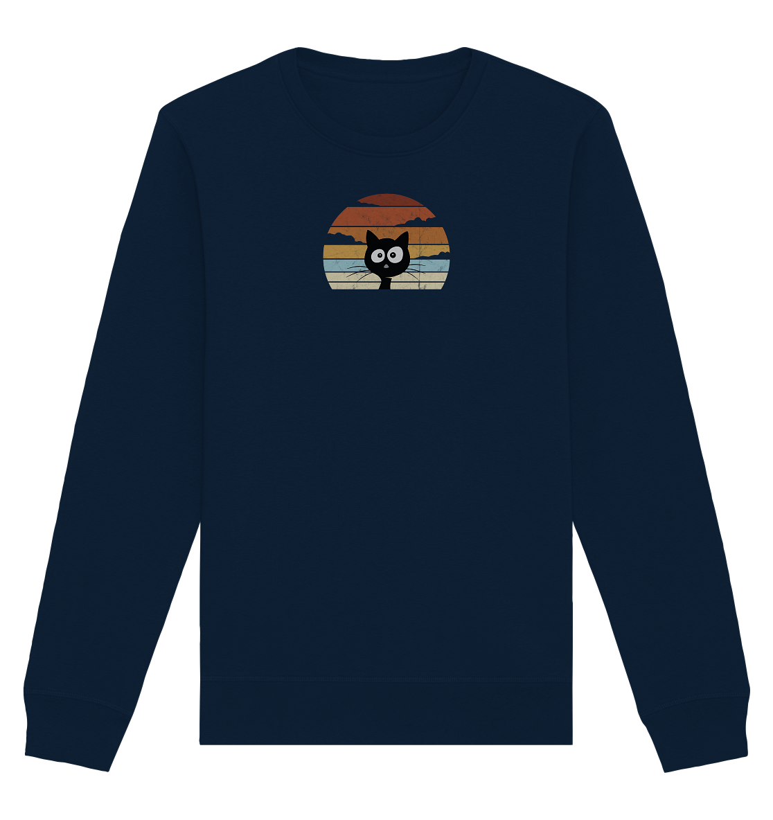 Retro schwarze Katze vor Sonnenuntergang - Organic Basic Unisex Sweatshirt