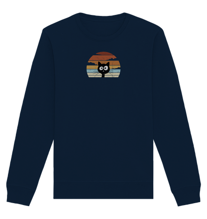 Retro schwarze Katze vor Sonnenuntergang - Organic Basic Unisex Sweatshirt