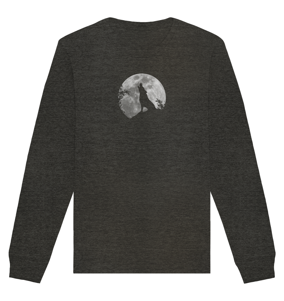 Heulender Wolf Silhouette vor Vollmond - Organic Basic Unisex Sweatshirt