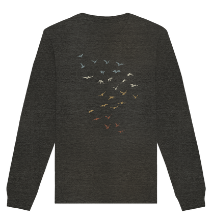 Retro Vogel Schwarm - Organic Basic Unisex Sweatshirt