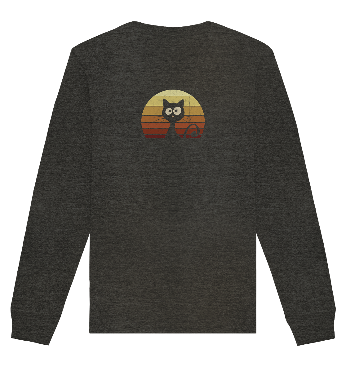 Katze vor Retro Sonnenuntergang - Organic Basic Unisex Sweatshirt