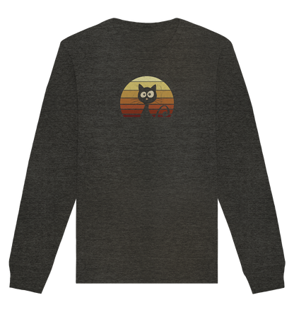 Katze vor Retro Sonnenuntergang - Organic Basic Unisex Sweatshirt