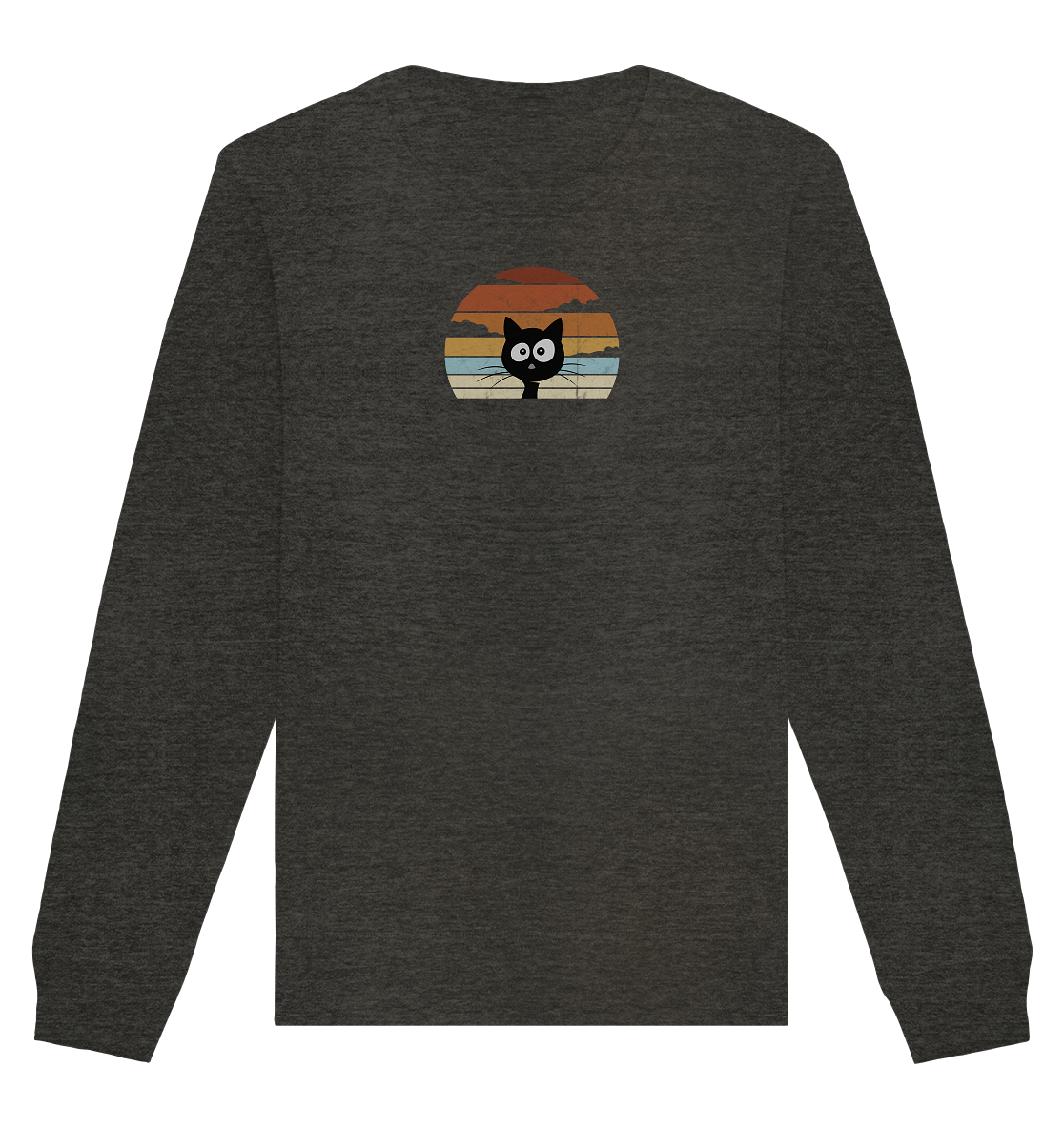 Retro schwarze Katze vor Sonnenuntergang - Organic Basic Unisex Sweatshirt