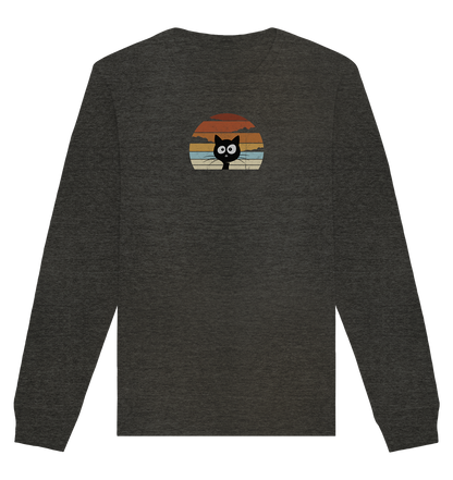 Retro schwarze Katze vor Sonnenuntergang - Organic Basic Unisex Sweatshirt