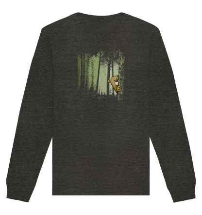Comic Bär versteckt im Zwielicht Wald - Organic Basic Unisex Sweatshirt