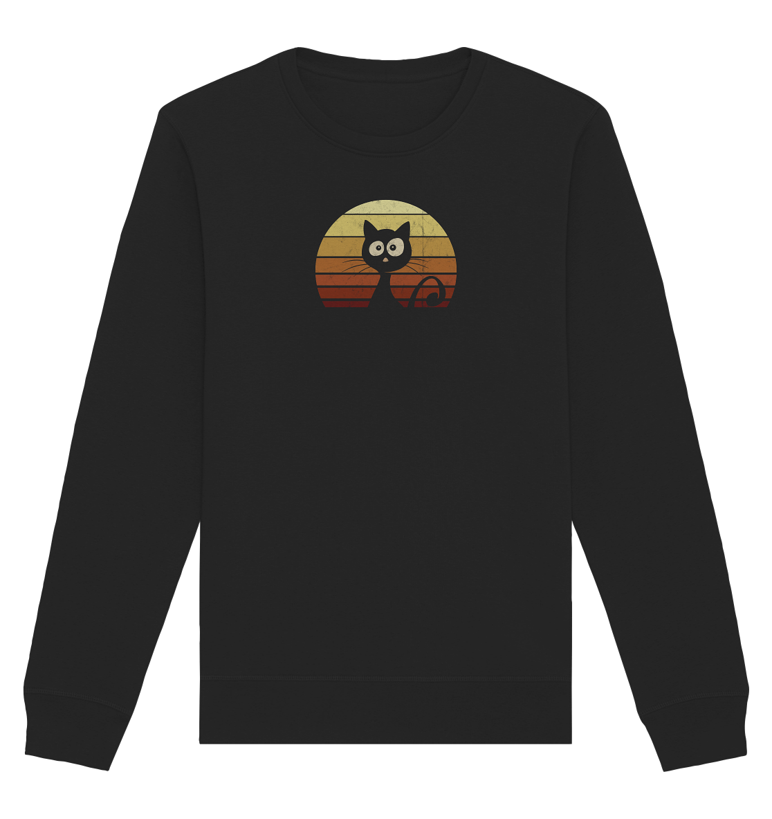 Katze vor Retro Sonnenuntergang - Organic Basic Unisex Sweatshirt