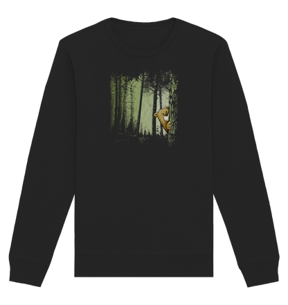 Comic Bär versteckt im Zwielicht Wald - Organic Basic Unisex Sweatshirt