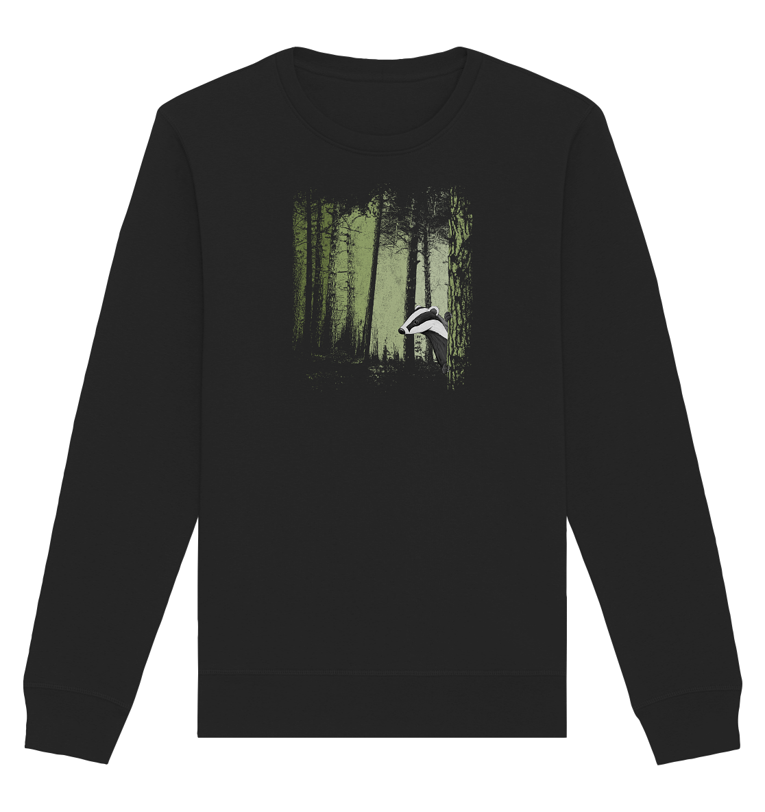 frecher Dachs im Zwielicht Wald - Organic Basic Unisex Sweatshirt