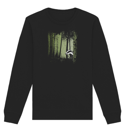 frecher Dachs im Zwielicht Wald - Organic Basic Unisex Sweatshirt