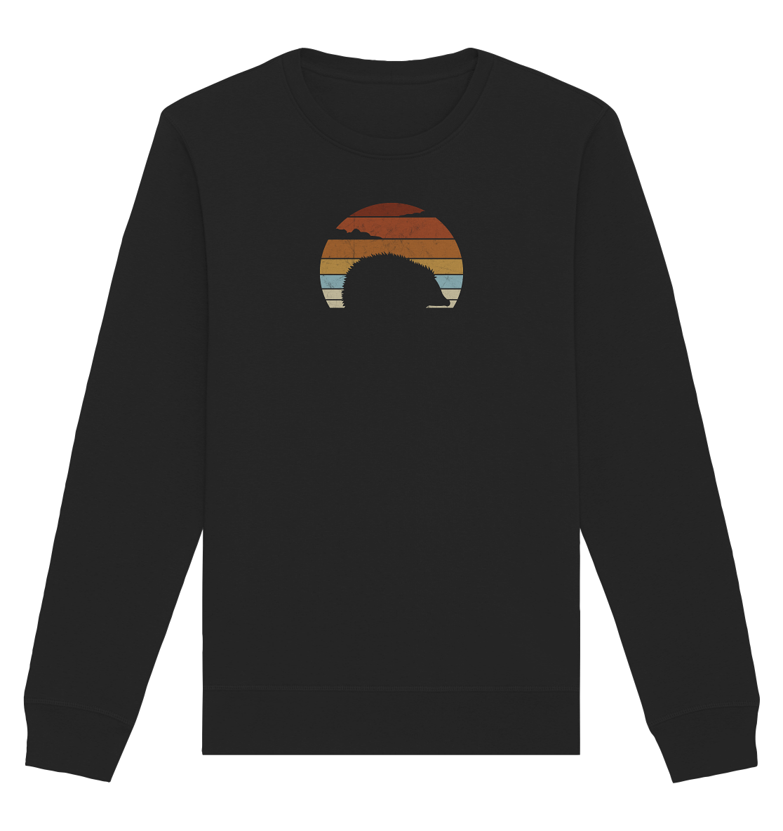 Retro Igel Silhouette im Sonnenuntergang - Organic Basic Unisex Sweatshirt