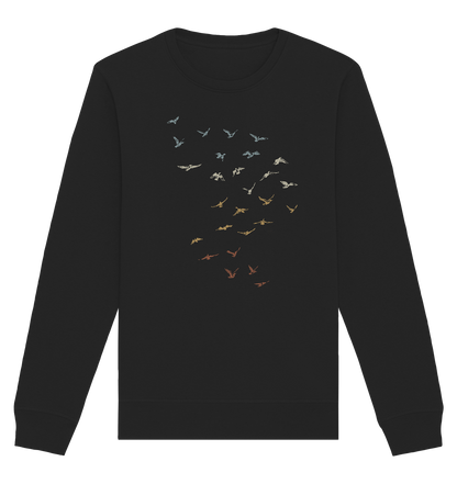 Retro Vogel Schwarm - Organic Basic Unisex Sweatshirt