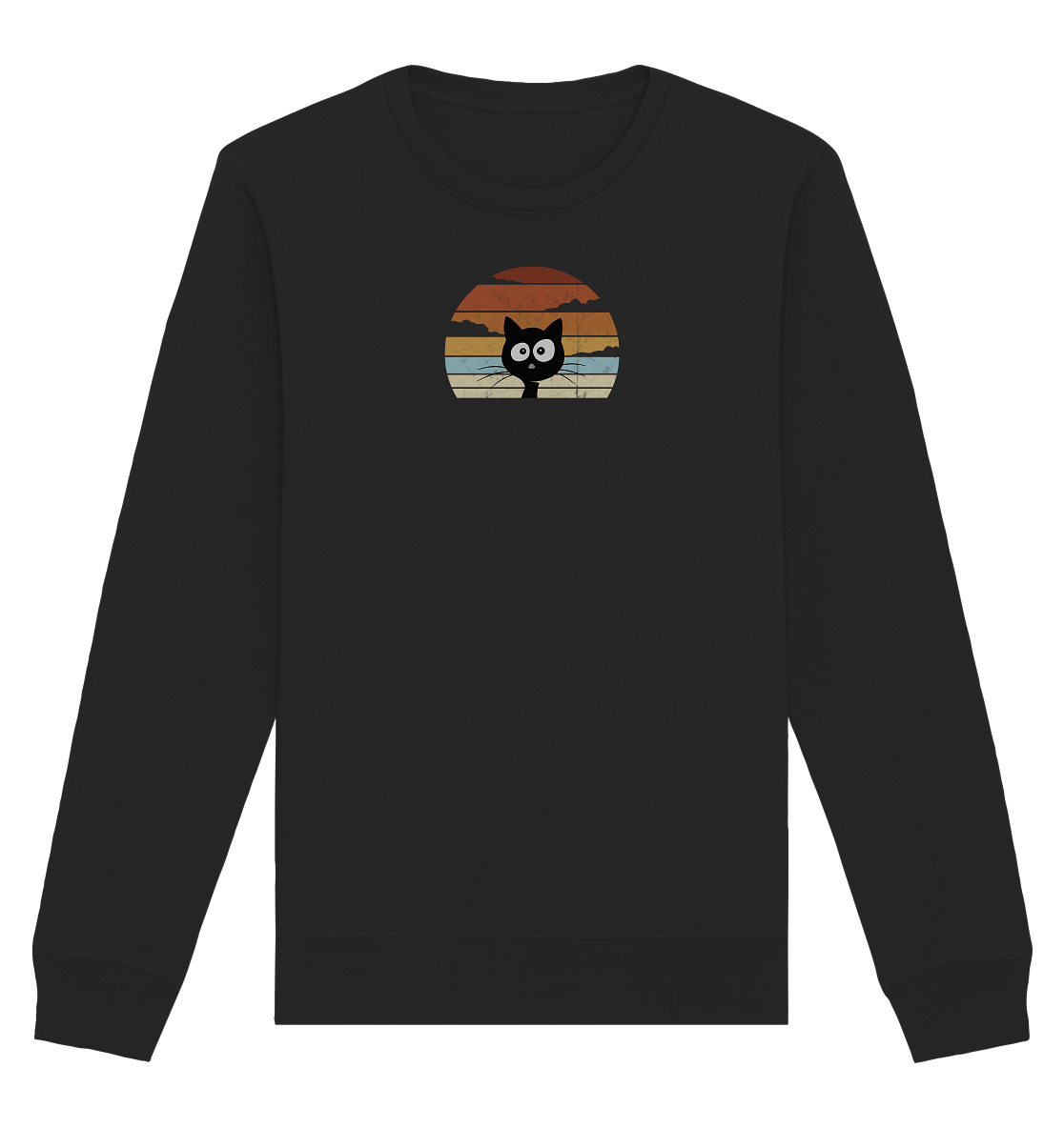 Retro schwarze Katze vor Sonnenuntergang - Organic Basic Unisex Sweatshirt