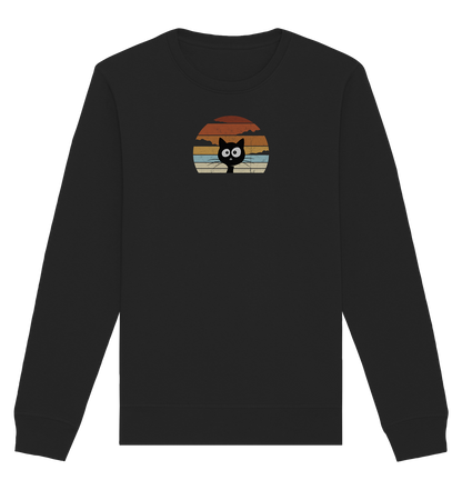 Retro schwarze Katze vor Sonnenuntergang - Organic Basic Unisex Sweatshirt