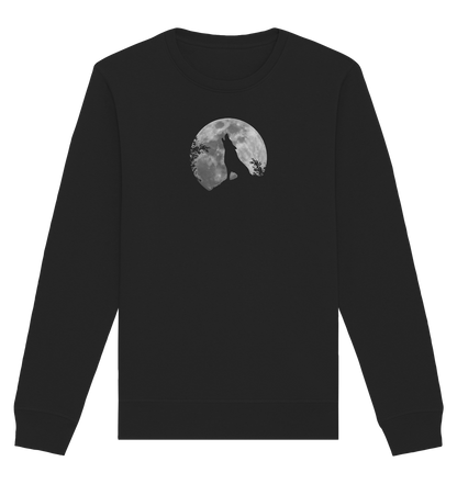 Heulender Wolf Silhouette vor Vollmond - Organic Basic Unisex Sweatshirt