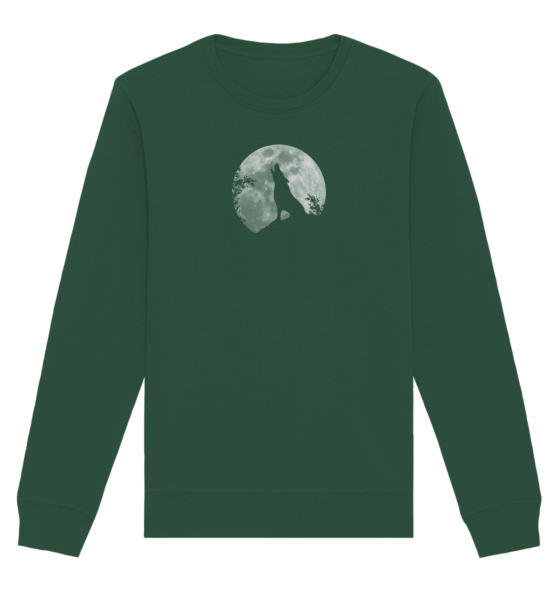 Heulender Wolf Silhouette vor Vollmond - Organic Basic Unisex Sweatshirt