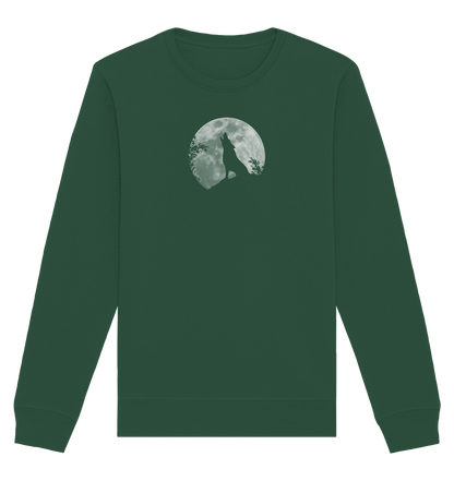 Heulender Wolf Silhouette vor Vollmond - Organic Basic Unisex Sweatshirt