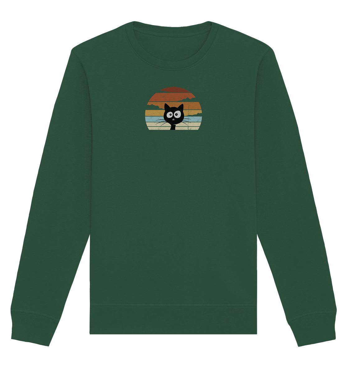 Retro schwarze Katze vor Sonnenuntergang - Organic Basic Unisex Sweatshirt