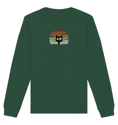 Retro schwarze Katze vor Sonnenuntergang - Organic Basic Unisex Sweatshirt