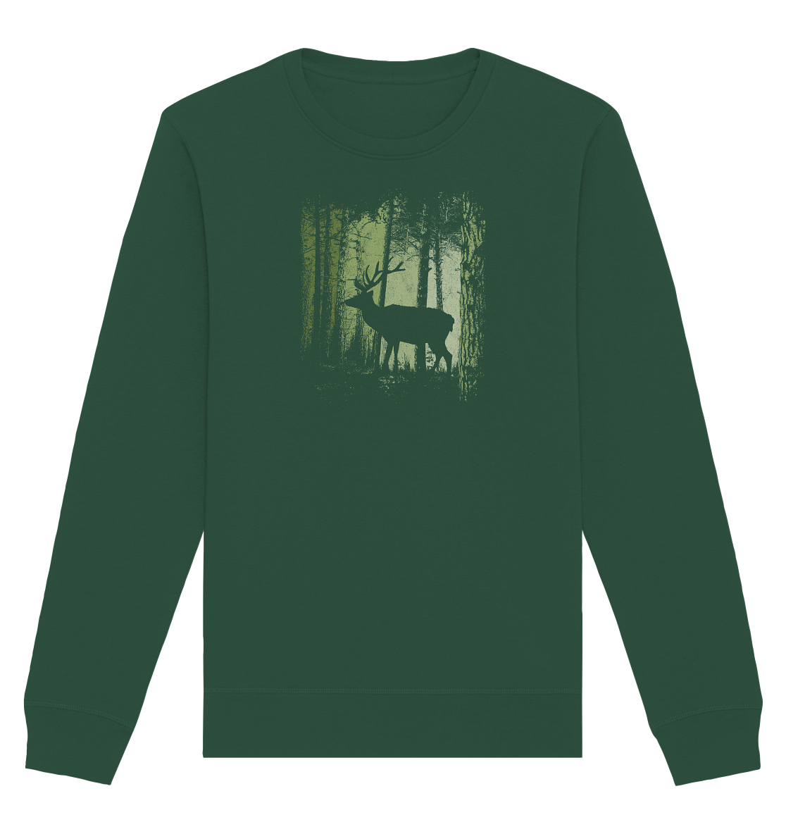 Hirsch im Zwielicht Wald - Organic Basic Unisex Sweatshirt