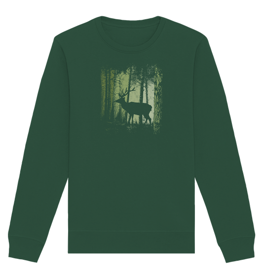 Hirsch im Zwielicht Wald - Organic Basic Unisex Sweatshirt