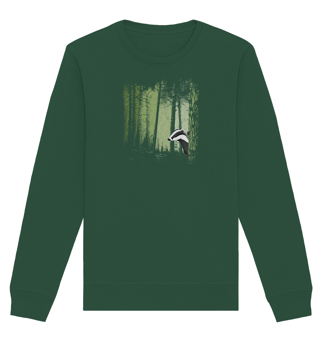 frecher Dachs im Zwielicht Wald - Organic Basic Unisex Sweatshirt