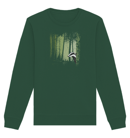 frecher Dachs im Zwielicht Wald - Organic Basic Unisex Sweatshirt