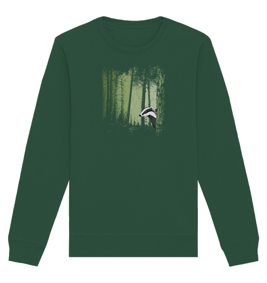 frecher Dachs im Zwielicht Wald - Organic Basic Unisex Sweatshirt