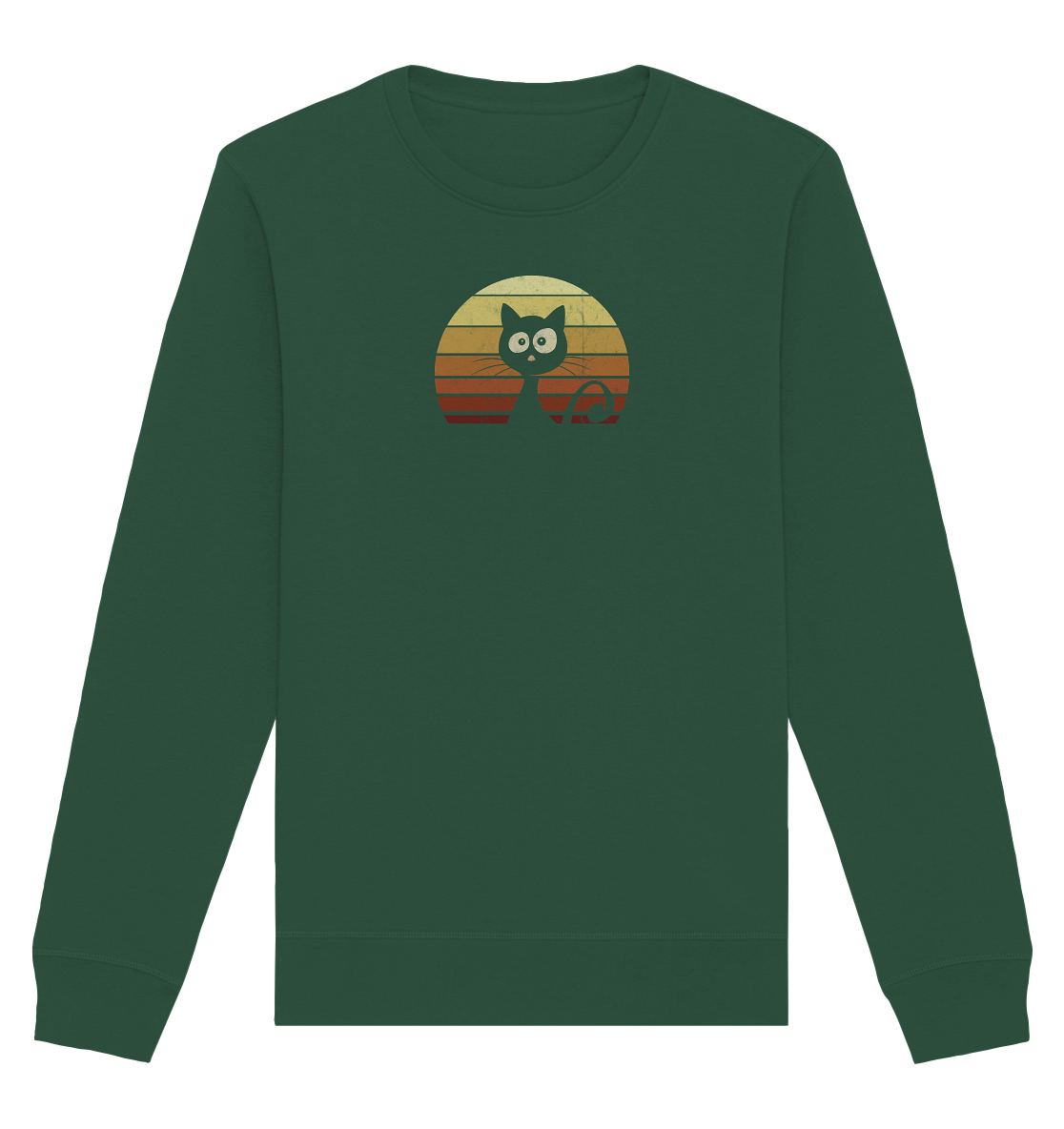 Katze vor Retro Sonnenuntergang - Organic Basic Unisex Sweatshirt