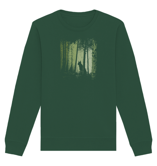 Luchs Wildkatze im Zwielicht Wald - Organic Basic Unisex Sweatshirt