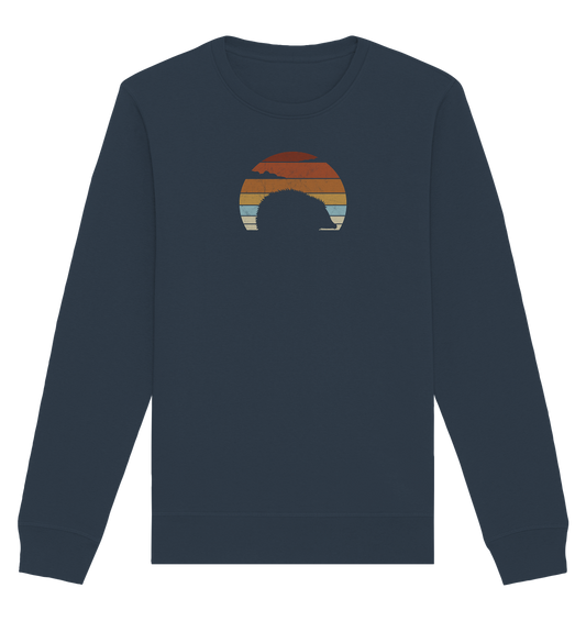 Retro Igel Silhouette im Sonnenuntergang - Organic Basic Unisex Sweatshirt