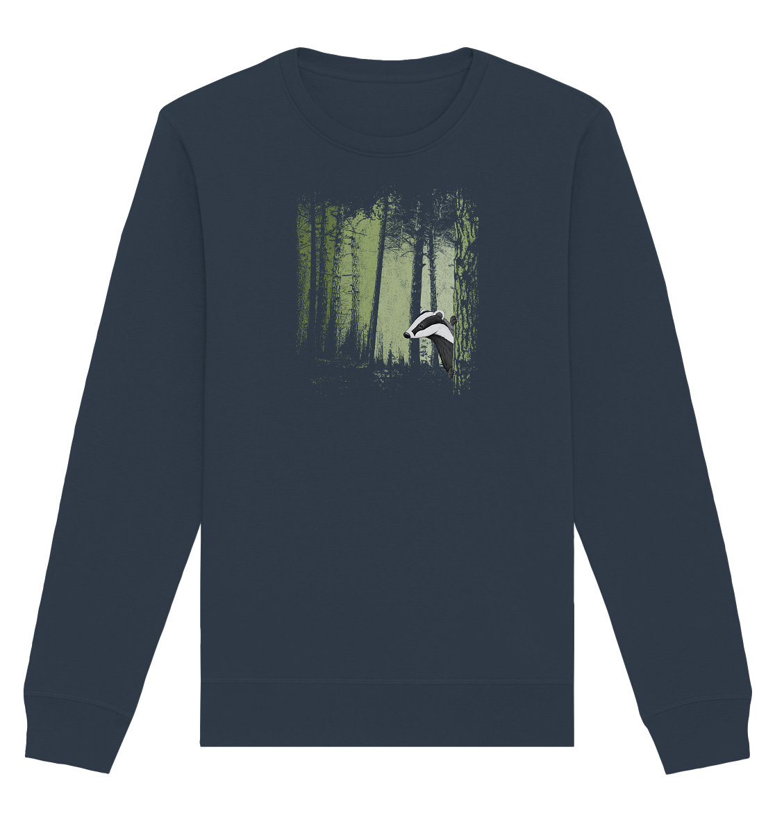 frecher Dachs im Zwielicht Wald - Organic Basic Unisex Sweatshirt