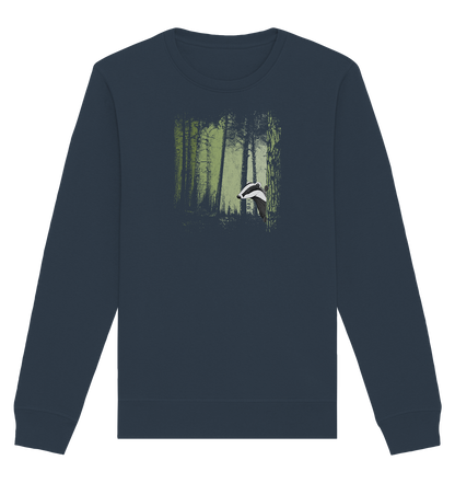 frecher Dachs im Zwielicht Wald - Organic Basic Unisex Sweatshirt