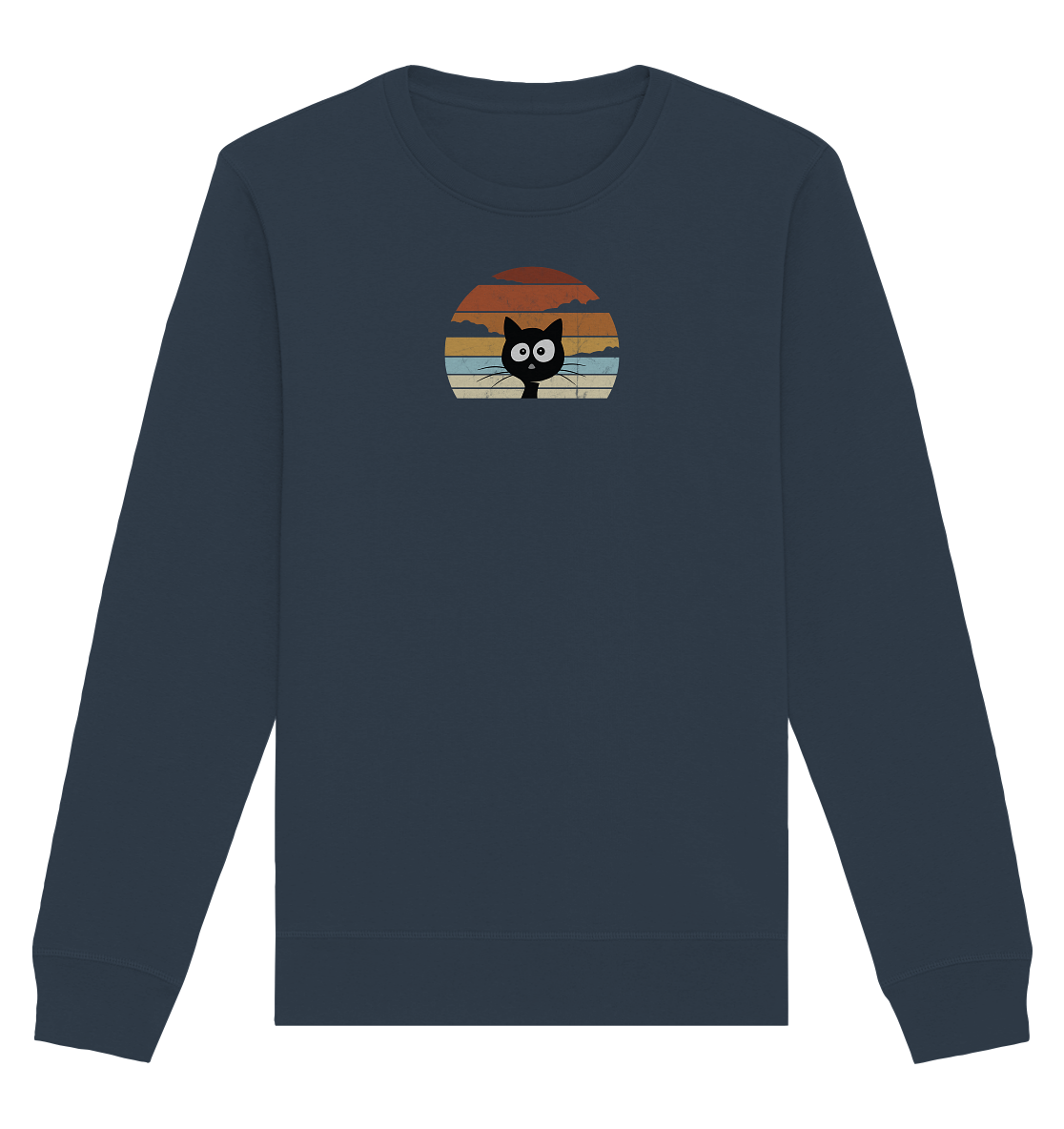 Retro schwarze Katze vor Sonnenuntergang - Organic Basic Unisex Sweatshirt