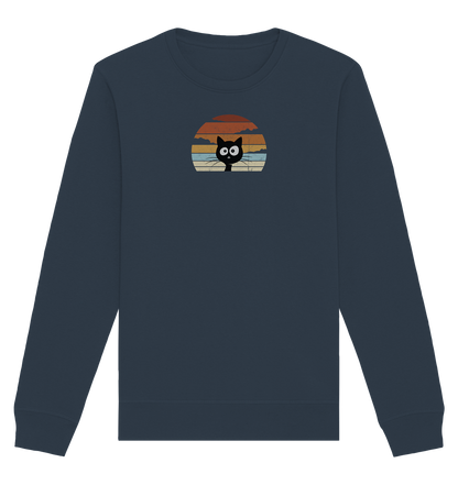 Retro schwarze Katze vor Sonnenuntergang - Organic Basic Unisex Sweatshirt