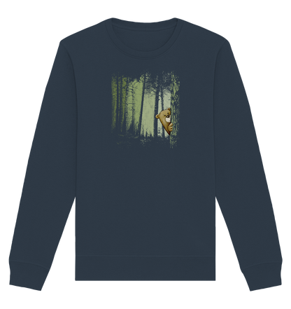 Comic Bär versteckt im Zwielicht Wald - Organic Basic Unisex Sweatshirt