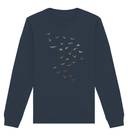 Retro Vogel Schwarm - Organic Basic Unisex Sweatshirt