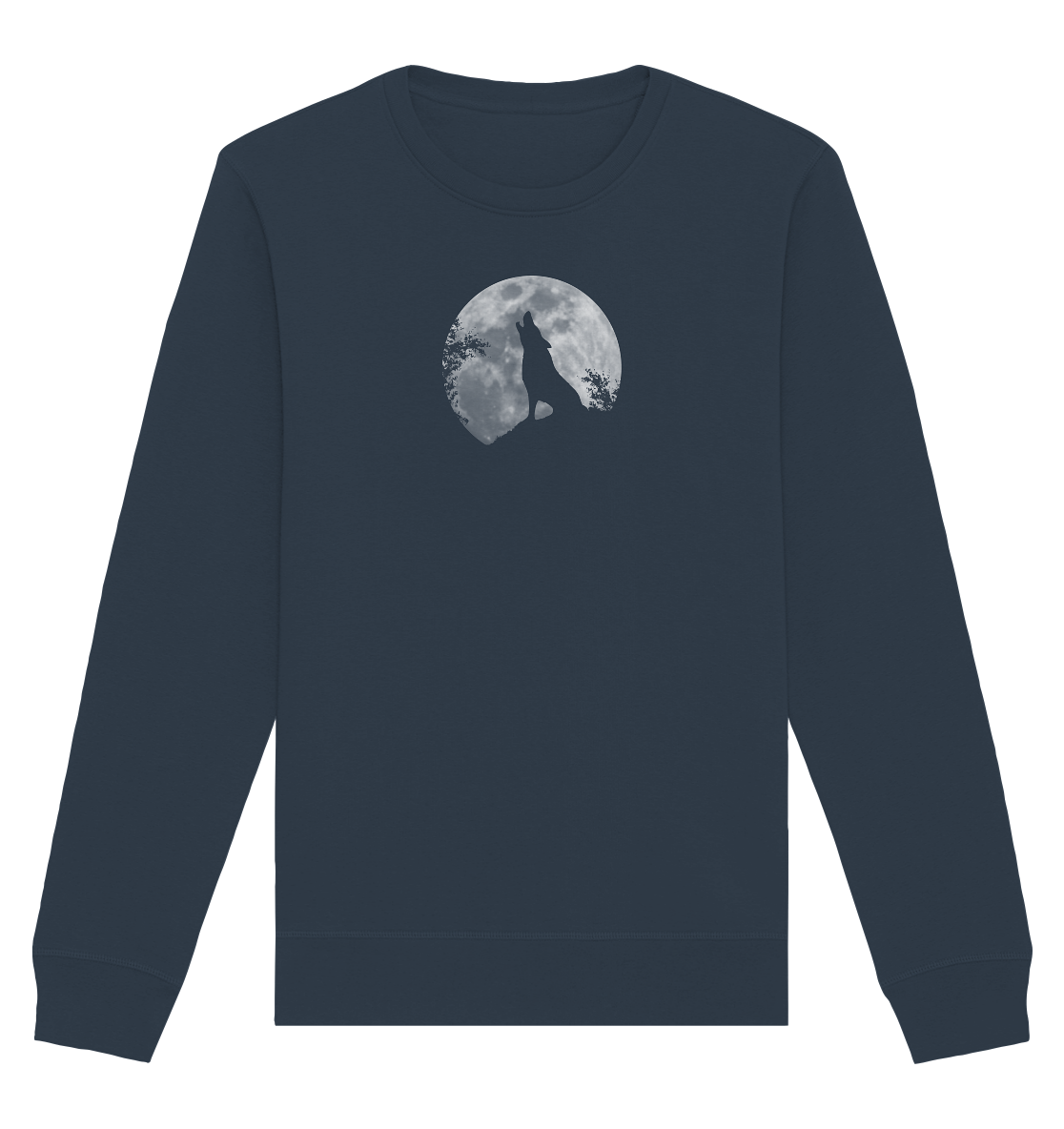Heulender Wolf Silhouette vor Vollmond - Organic Basic Unisex Sweatshirt