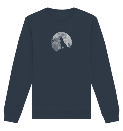 Heulender Wolf Silhouette vor Vollmond - Organic Basic Unisex Sweatshirt