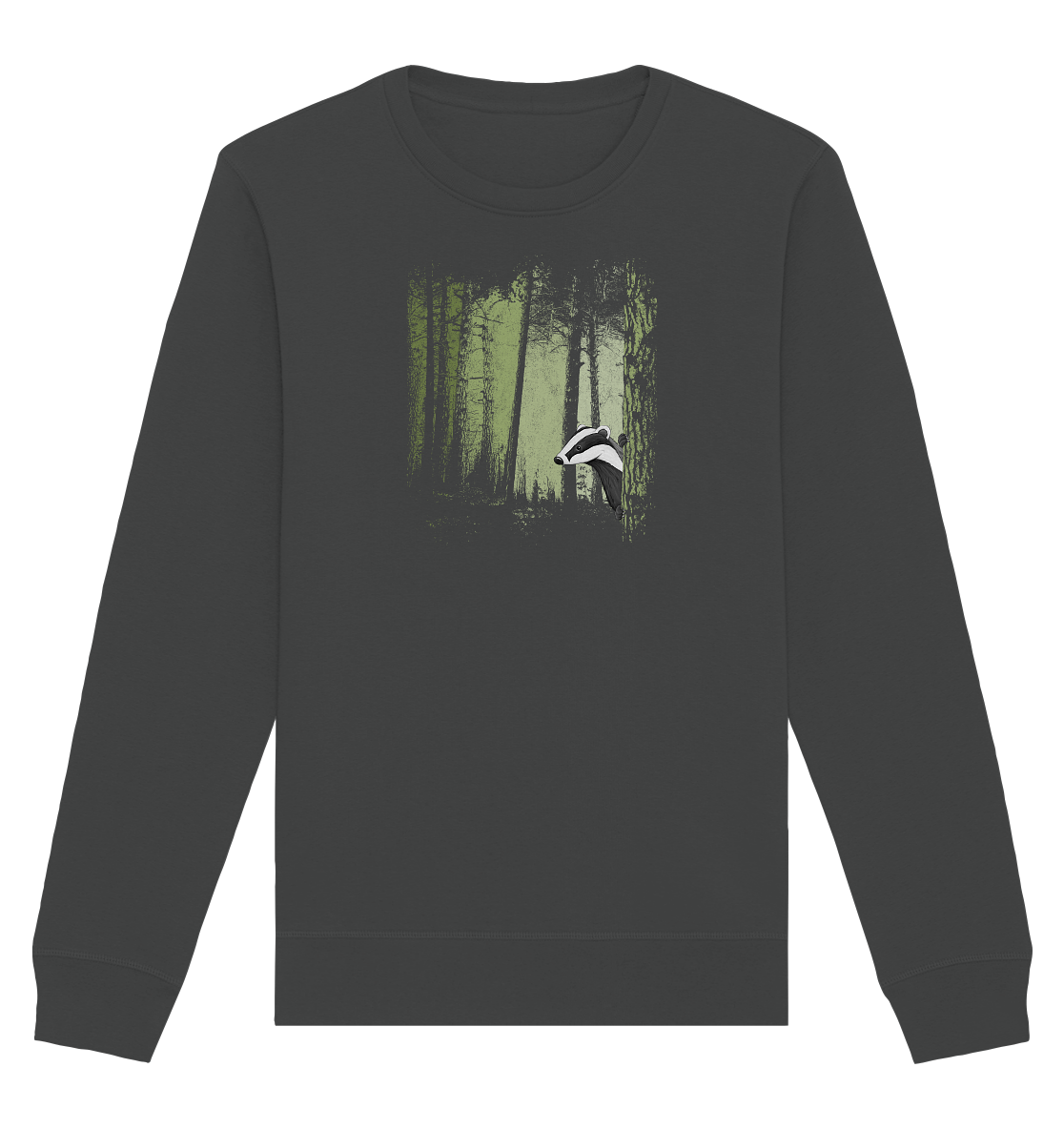 frecher Dachs im Zwielicht Wald - Organic Basic Unisex Sweatshirt