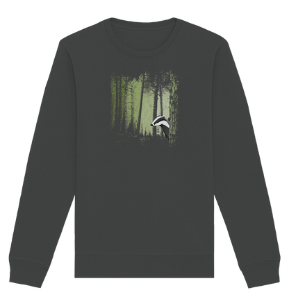 frecher Dachs im Zwielicht Wald - Organic Basic Unisex Sweatshirt