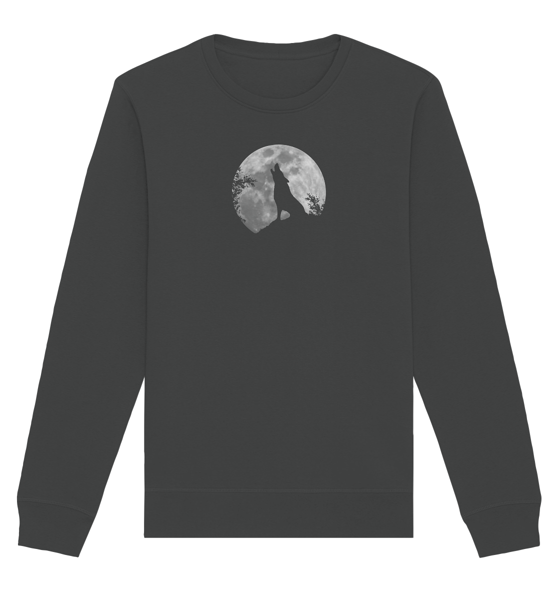 Heulender Wolf Silhouette vor Vollmond - Organic Basic Unisex Sweatshirt