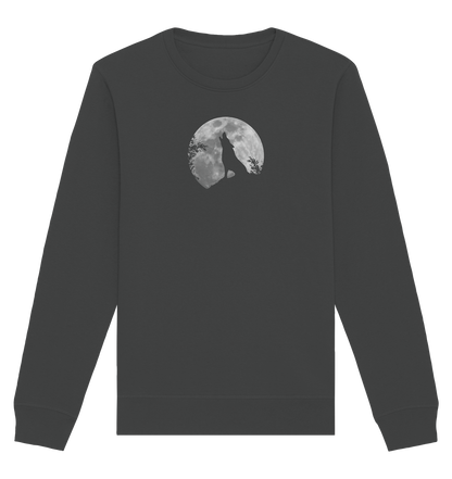 Heulender Wolf Silhouette vor Vollmond - Organic Basic Unisex Sweatshirt