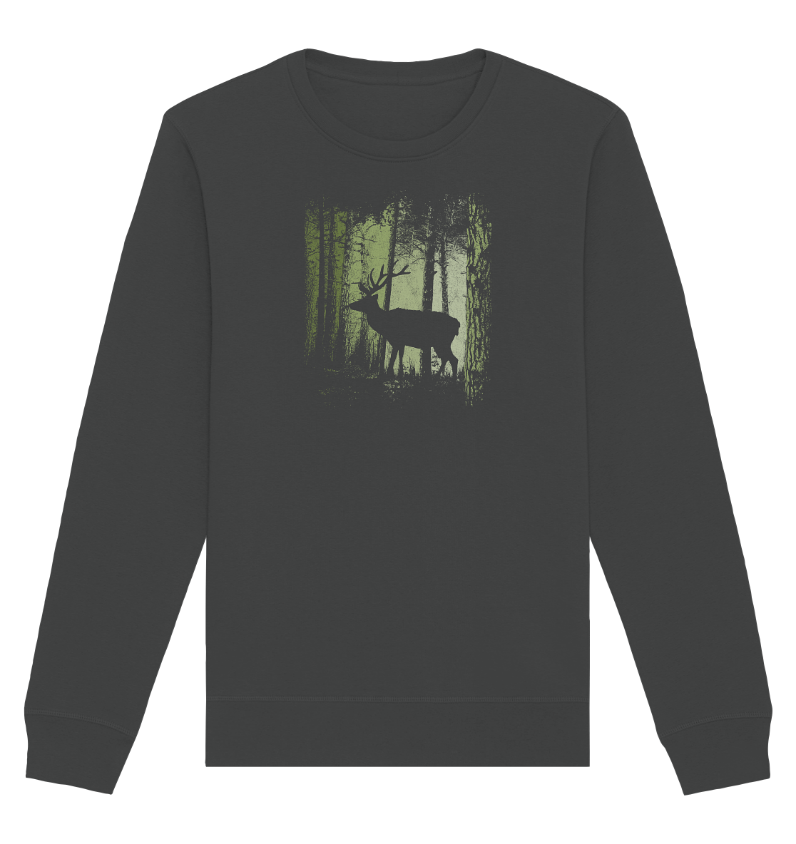 Hirsch im Zwielicht Wald - Organic Basic Unisex Sweatshirt