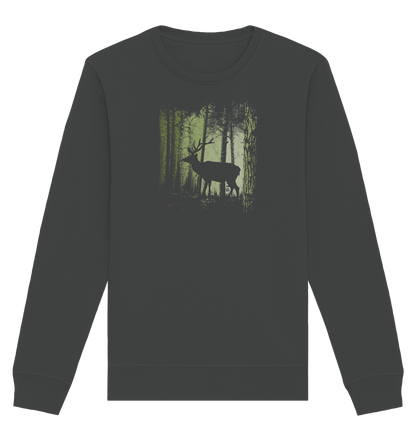 Hirsch im Zwielicht Wald - Organic Basic Unisex Sweatshirt