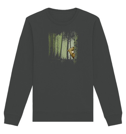 Comic Bär versteckt im Zwielicht Wald - Organic Basic Unisex Sweatshirt