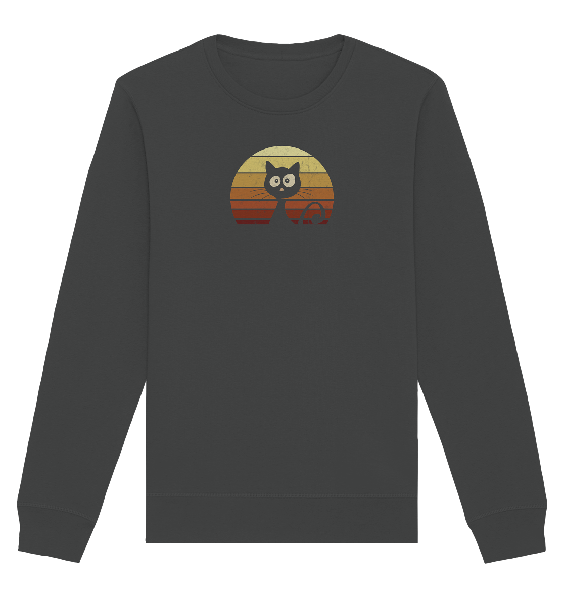 Katze vor Retro Sonnenuntergang - Organic Basic Unisex Sweatshirt