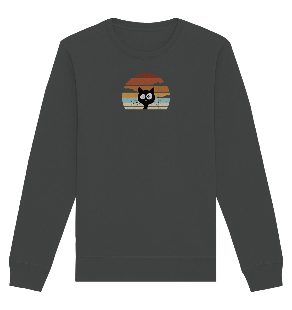 Retro schwarze Katze vor Sonnenuntergang - Organic Basic Unisex Sweatshirt