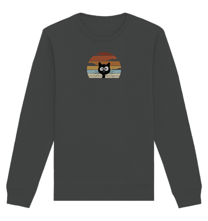 Retro schwarze Katze vor Sonnenuntergang - Organic Basic Unisex Sweatshirt