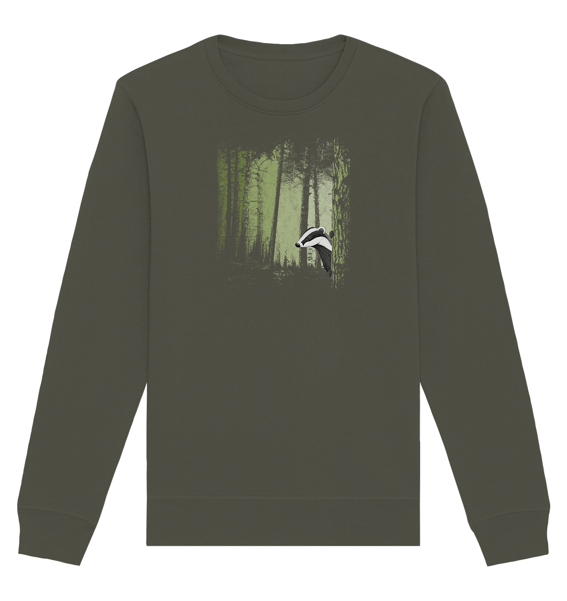 frecher Dachs im Zwielicht Wald - Organic Basic Unisex Sweatshirt